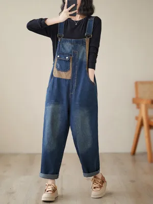 Women's Casual Chic Large Size Loose Overalls Dungarees